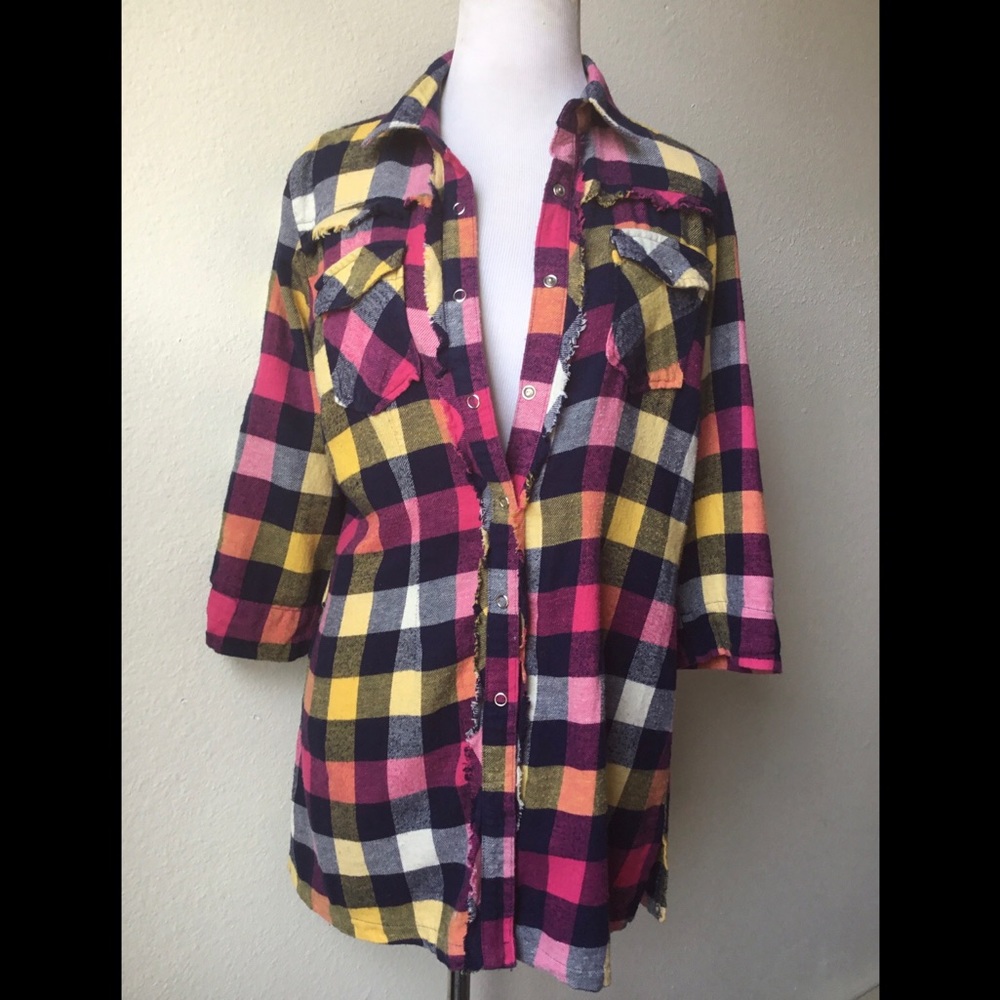 Pink Snap Flannel Overshirt